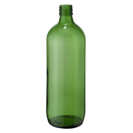 Bottle, 1000 ml, green, glass, round, 1183/pallet-DP + 7 plates, 31.5 mm