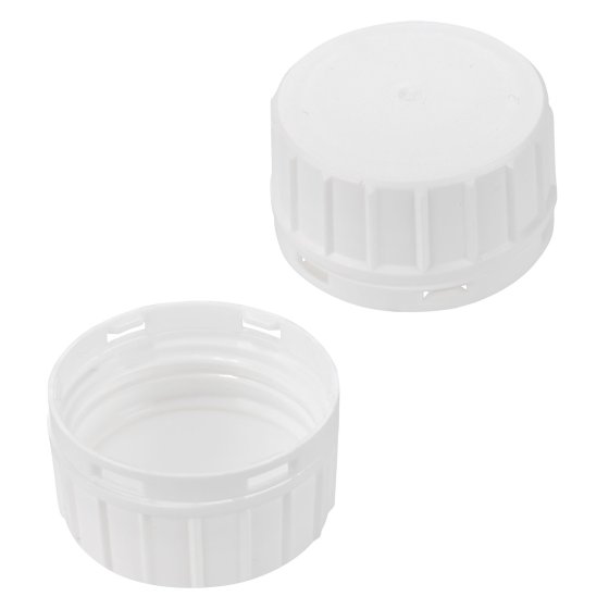 Cap, screw, HDPE, for jerrycan, white, 38 mm, security cap, 1900/case
