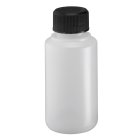 Bottle, 100 ml, transparent, polyethylene, 28 mm, black, liner, 150 boxes/pallet