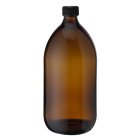 Bottle, 1000 ml, amber, glass, 28 mm, black, liner, 81/pallet