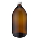Bottle, 1000 ml, amber, glass, 28 mm, white, liner, 81/pallet