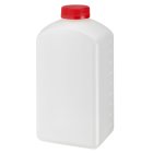 Bottle, 1000 ml, clear, PE, 38 mm, red, liner, 25 boxes/pallet