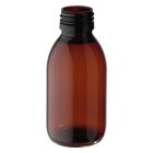 Bottle, 125 ml, amber, PET, round, 4340/pallet, tray 20*217 pcs, 28 mm