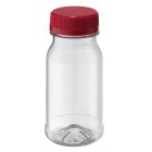 Bottle, 125 ml, clear, PET, 38 mm, red, foam liner, 20 dozen/pallet, GS