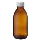 Bottle, 200 ml, amber, glass, 28 mm, white, liner, 77 boxes/pallet