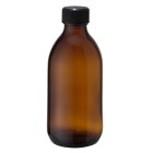Bottle, 250 ml, amber, glass, 28 mm, black, liner, 77 boxes/pallet