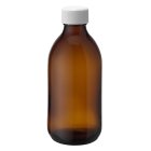 Bottle, 250 ml, amber, glass, 28 mm, white, liner, 77 boxes/pallet