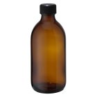 Bottle, 300 ml, amber, glass, 28 mm, black, liner, 77 boxes/pallet
