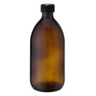 Bottle, 500 ml, amber, glass, 28 mm, black, liner, 99/pallet