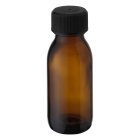 Bottle, 60 ml, amber, glass, 28 mm, black, liner, 132 boxes/pallet