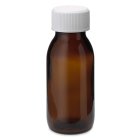 Bottle, 60 ml, amber, glass, 28 mm, white, liner, 132 boxes/pallet