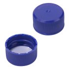 Cap, screw, liner, 28 mm, PTFE, PP, bleu, 4500/box, for glass bottle