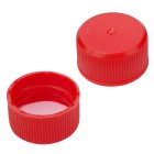Cap, screw, liner, 28 mm, PTFE, PP, red, 4500/box, for glass bottle