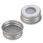Cap, screw, liner, 28 mm, Sil/PTFE beige/white, silver, 6000/box, for glass bottle