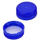 Cap, screw, liner, 38 mm, dark blue, 2500/box, for PET/pe bottle, tamper evident