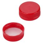 Cap, screw, liner, 38 mm, red, 2500/box, for PET/pe bottle, tamper evident