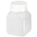 Flasche, 100 ml, transparent, PE, 38 mm, weiß, foam Einlage, 77 Kartons/Palette