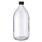 Flasche, 1000 ml, klar, Glas, 28 mm, schwarz, Einlage, 81 Kartons/Palette