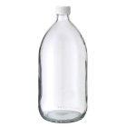 Flasche, 1000 ml, klar, Glas, 28 mm, weiß, Einlage, 81 Kartons/Palette