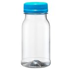 Flasche, 125 ml, klar, PET, 38 mm, hellblau, foam Einlage, 150 Kartons/Palette