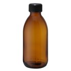 Flasche, 200 ml, braun, Glas, 28 mm, schwarz, Einlage, 77 Kartons/Palette