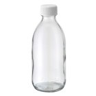 Flasche, 250 ml, klar, Glas, 28 mm, weiß, Einlage, 77 Kartons/Palette