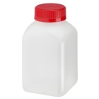 Flasche, 250 ml, transparent, PE, 38 mm, rot, Einlage, 20 Kartons/Palette, GS, Tablett