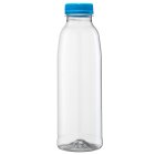 Flasche, 500 ml, klar, PET, 38 mm, hellblau, foam Einlage, 20 Kartons/Palette