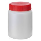 Jar, 250 ml, transparent, PE, 63 mm, red, foam liner, 20 boxes/pallet, GS