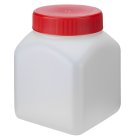 Jar, 375 ml, transparent, PE, 63 mm, red, liner, 25 boxes/pallet