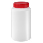 Jar, 600 ml, transparent, PE, 63 mm, red, liner, 77 boxes/pallet