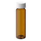 Vial, EPA, amber, cap, liner, 40 ml, PE/PTFE, white