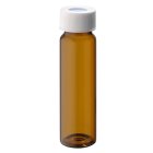 Vial, EPA, amber, cap, liner, 40 ml, siliconen/PTFE, white, 130/pallet